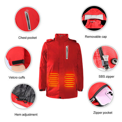 Maschinenwaschbar Wiederaufladbar Männer Frauen 4 Heizzonen Elektrische Kapuze Winterheizjacke