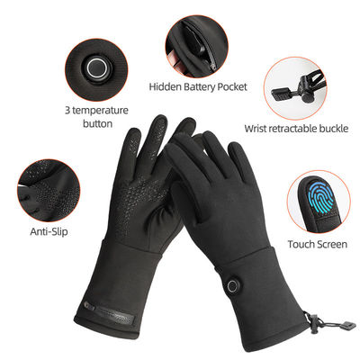 Dünnstil elektrisch-thermisch beheizte Winterhandschuhe Outdoor-Klettern Batteriebetriebene Handschuhe mit drei Wärmeinstellungen