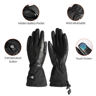 Berührungsbildschirm synthetisches Leder Winterhandschuhe mit Heizung Wiederaufladbare Motorradhandschuhe